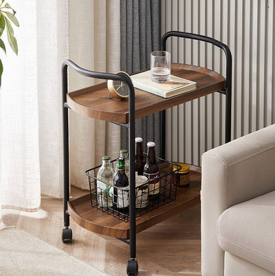 Modern Minimalist Removable Armrest Rectangular Faux Panel Metal End Table 2-Tier For Living Room