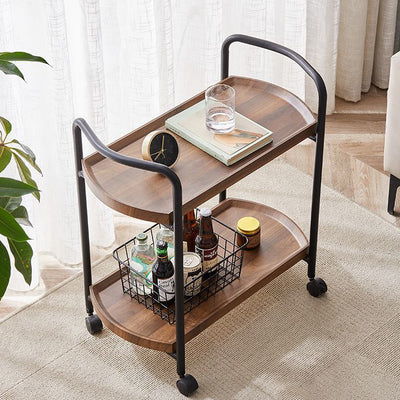 Modern Minimalist Removable Armrest Rectangular Faux Panel Metal End Table 2-Tier For Living Room