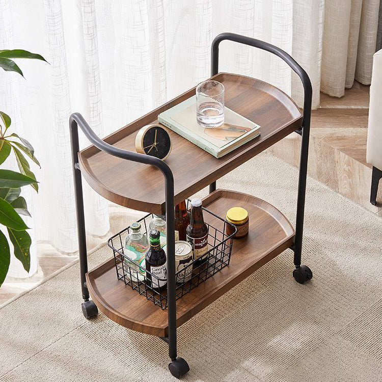 Modern Minimalist Removable Armrest Rectangular Faux Panel Metal End Table 2-Tier For Living Room