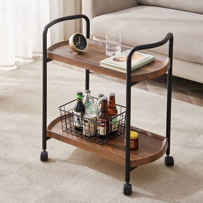 Modern Minimalist Removable Armrest Rectangular Faux Panel Metal End Table 2-Tier For Living Room