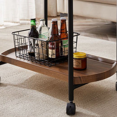 Modern Minimalist Removable Armrest Rectangular Faux Panel Metal End Table 2-Tier For Living Room
