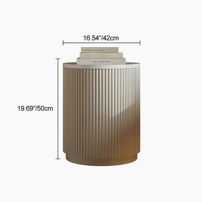 Modern Minimalist Cylinder Stripe Solid Wood Panel Medium Fiberboard Nightstand 1-Cabinet For Bedroom