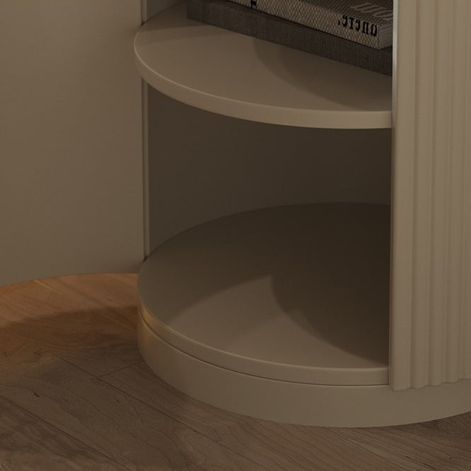 Modern Minimalist Cylinder Stripe Stone Slab Carbon Steel Metal Nightstand 1-Cabinet For Bedroom