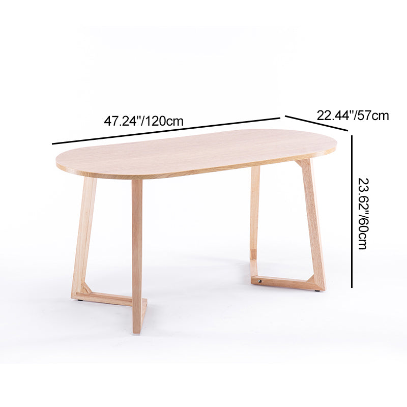 Mesa de Centro Moderna Minimalista Rectangular Ovalada con Panel Falso de Madera Maciza para Sala de Estar 