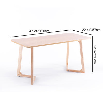 Mesa de Centro Moderna Minimalista Rectangular Ovalada con Panel Falso de Madera Maciza para Sala de Estar 