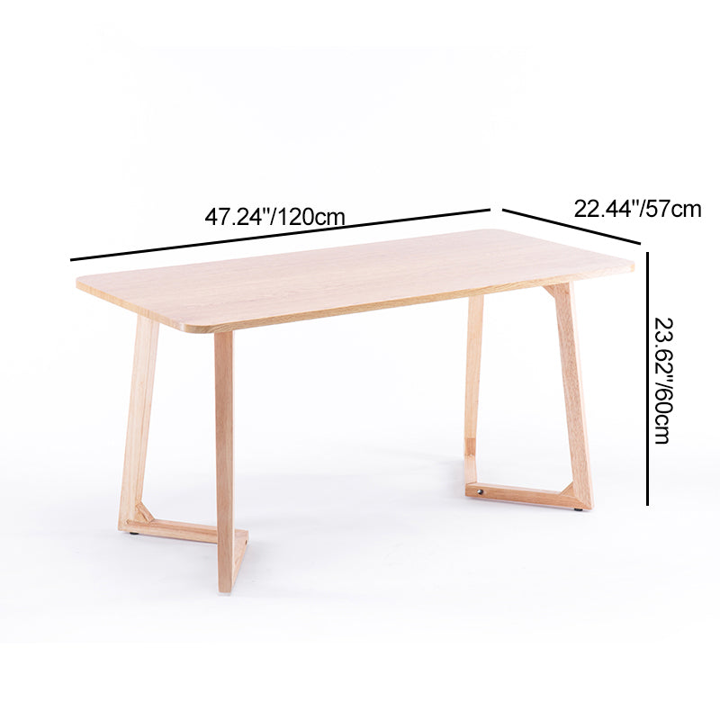 Mesa de Centro Moderna Minimalista Rectangular Ovalada con Panel Falso de Madera Maciza para Sala de Estar 