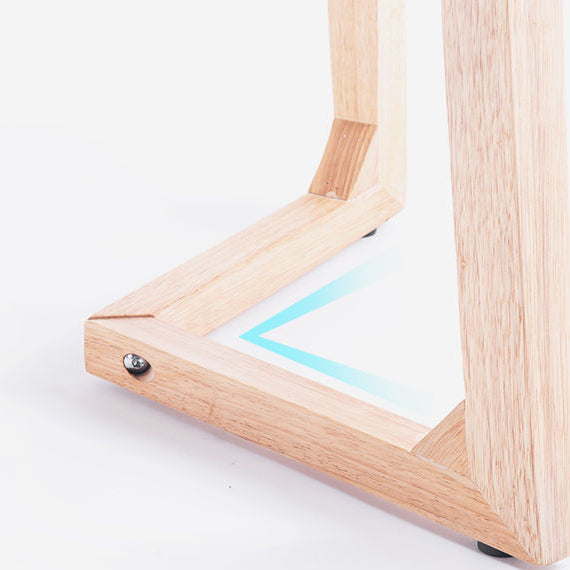 Mesa de Centro Moderna Minimalista Rectangular Ovalada con Panel Falso de Madera Maciza para Sala de Estar 