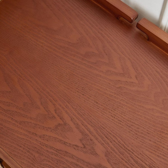 Table de nuit rectangulaire traditionnelle en bois de frêne français à 2 tiroirs et 2 niveaux pour chambre 