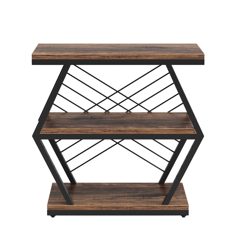 Zeitgenössischer Retro-Rechteckiger Hexagonaler Eisen-PVC-Beistelltisch mit 3 Ebenen für das Wohnzimmer 