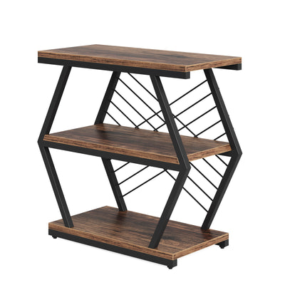Zeitgenössischer Retro-Rechteckiger Hexagonaler Eisen-PVC-Beistelltisch mit 3 Ebenen für das Wohnzimmer 