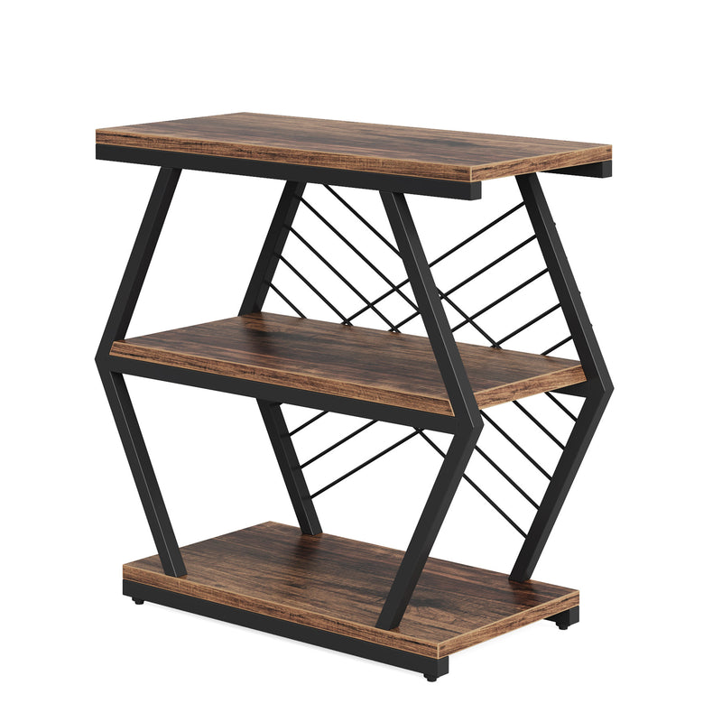 Zeitgenössischer Retro-Rechteckiger Hexagonaler Eisen-PVC-Beistelltisch mit 3 Ebenen für das Wohnzimmer 