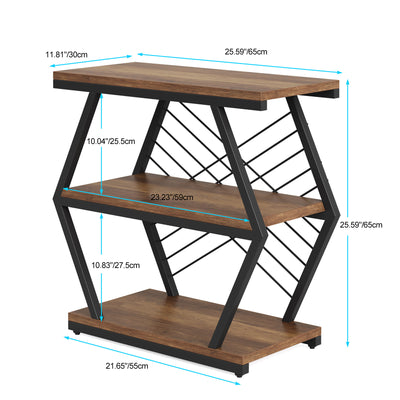 Zeitgenössischer Retro-Rechteckiger Hexagonaler Eisen-PVC-Beistelltisch mit 3 Ebenen für das Wohnzimmer 