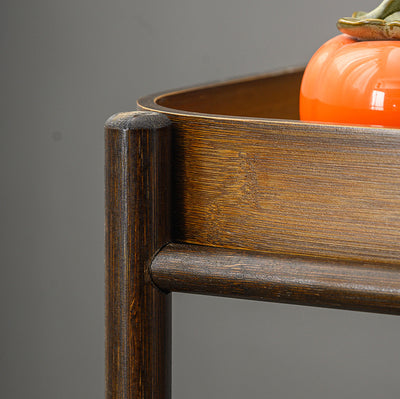 Traditional Chinese Removable Rectangular Nan Bamboo End Table 2-Tier For Living Room