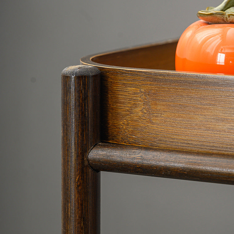 Traditional Chinese Removable Rectangular Nan Bamboo End Table 2-Tier For Living Room