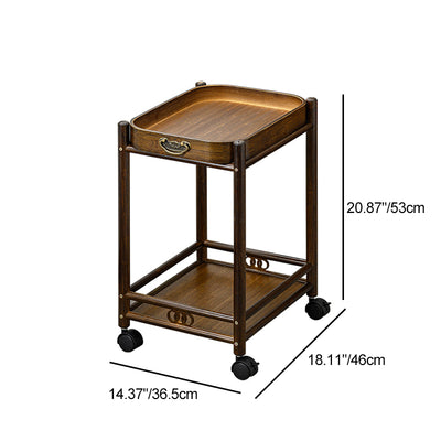 Traditional Chinese Removable Rectangular Nan Bamboo End Table 2-Tier For Living Room