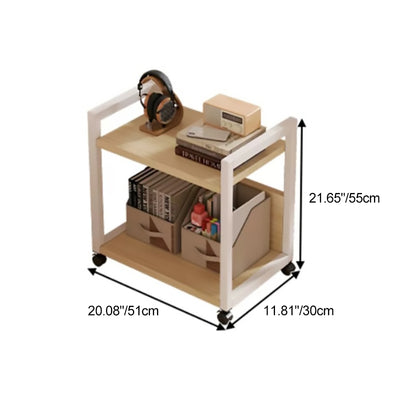 Modern Minimalist Rectangular Oak Plank Metal Frame End Table 2/3 Tier For Living Room