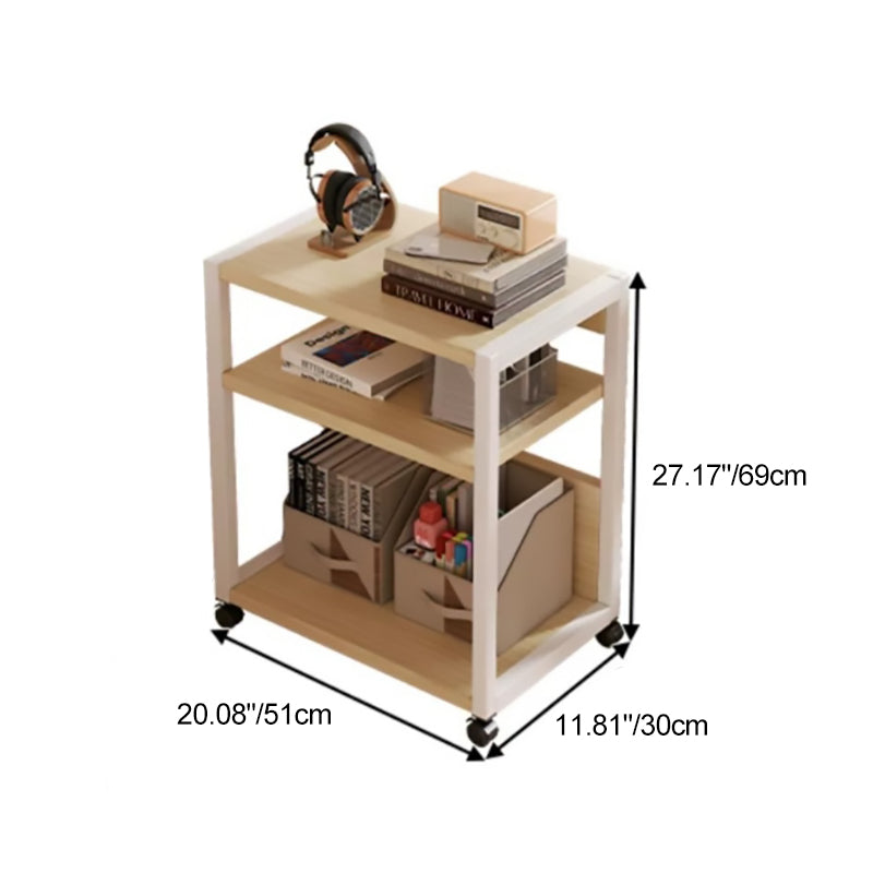 Modern Minimalist Rectangular Oak Plank Metal Frame End Table 2/3 Tier For Living Room