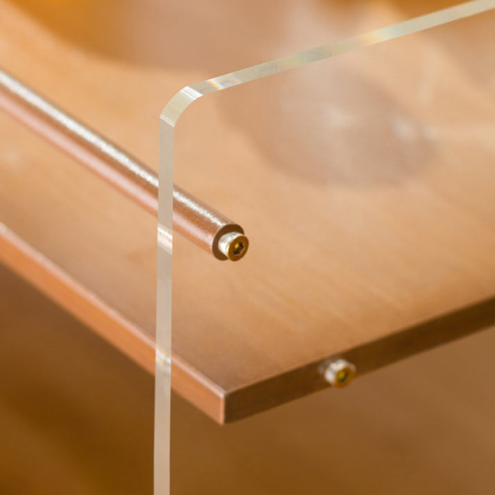 Modern Minimalist Removable Rectangular Bamboo Panel Acrylic End Table 3-Tier For Living Room