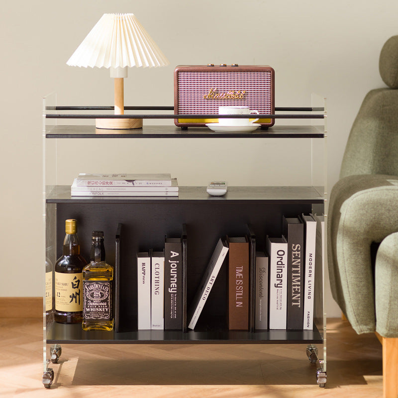 Modern Minimalist Removable Rectangular Bamboo Panel Acrylic End Table 3-Tier For Living Room