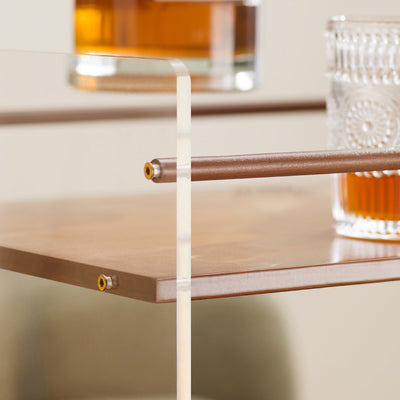Modern Minimalist Removable Rectangular Bamboo Panel Acrylic End Table 3-Tier For Living Room