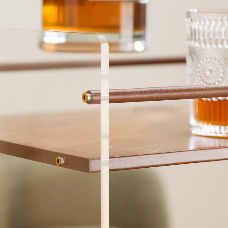 Modern Minimalist Removable Rectangular Bamboo Panel Acrylic End Table 3-Tier For Living Room