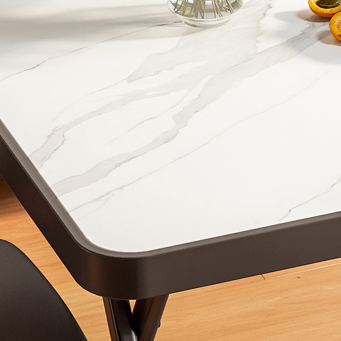 Modern Minimalist Foldable Round Square Marble Pattern MDF Metal Dining Table For 4 Seats
