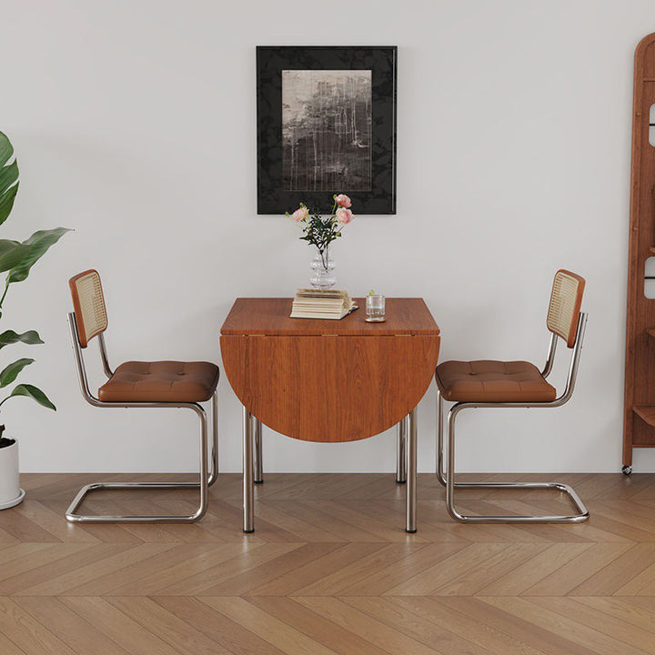 Table à manger moderne minimaliste pliable ovale en bois avec plateau en mélamine pour 4 places en acier inoxydable 