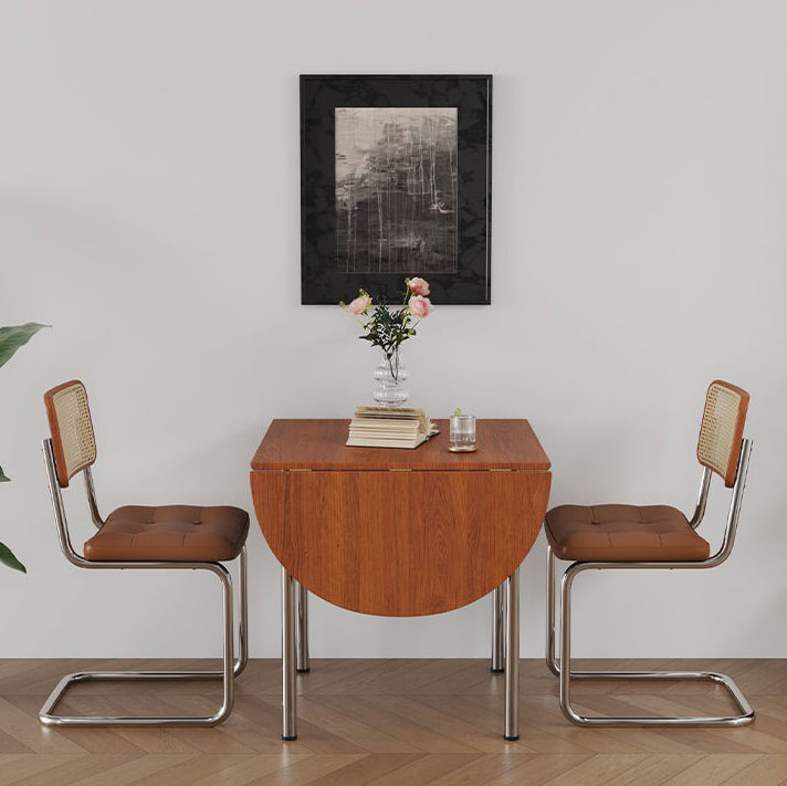 Table à manger moderne minimaliste pliable ovale en bois avec plateau en mélamine pour 4 places en acier inoxydable 