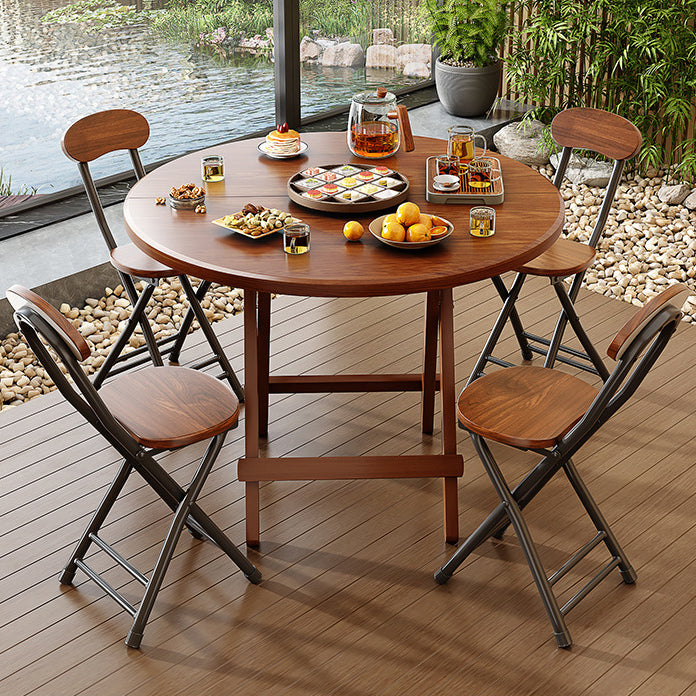 Modern Minimalist Foldable Round X-Base High Density Panel Dining Table For 2-6 Seats
