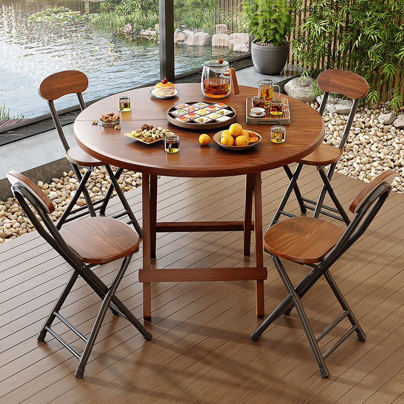 Modern Minimalist Foldable Round X-Base High Density Panel Dining Table For 2-6 Seats