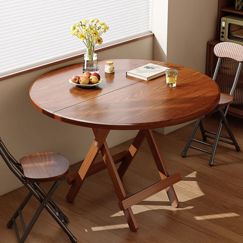 Modern Minimalist Foldable Round X-Base High Density Panel Dining Table For 2-6 Seats
