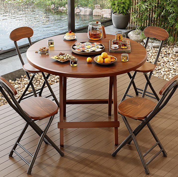 Modern Minimalist Foldable Round X-Base High Density Panel Dining Table For 2-6 Seats