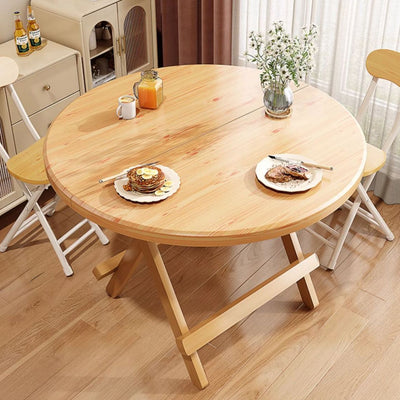 Modern Minimalist Foldable Round X-Base High Density Panel Dining Table For 2-6 Seats