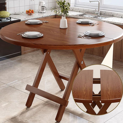 Modern Minimalist Foldable Round X-Base High Density Panel Dining Table For 2-6 Seats
