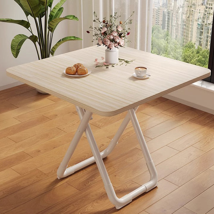 Modern Minimalist Foldable Simple Round Square X-Shape Base Density Plate Iron Pipe Dining Table For 2-6 Seats