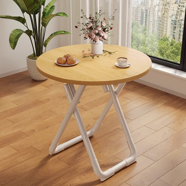 Modern Minimalist Foldable Simple Round Square X-Shape Base Density Plate Iron Pipe Dining Table For 2-6 Seats