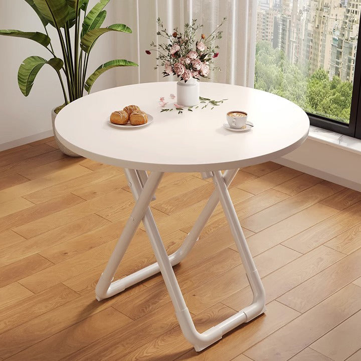 Modern Minimalist Foldable Simple Round Square X-Shape Base Density Plate Iron Pipe Dining Table For 2-6 Seats
