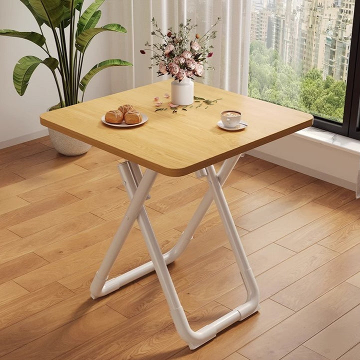 Mesa de comedor moderna minimalista plegable simple redonda cuadrada base en forma de X placa de densidad tubo de hierro para 2-6 asientos 