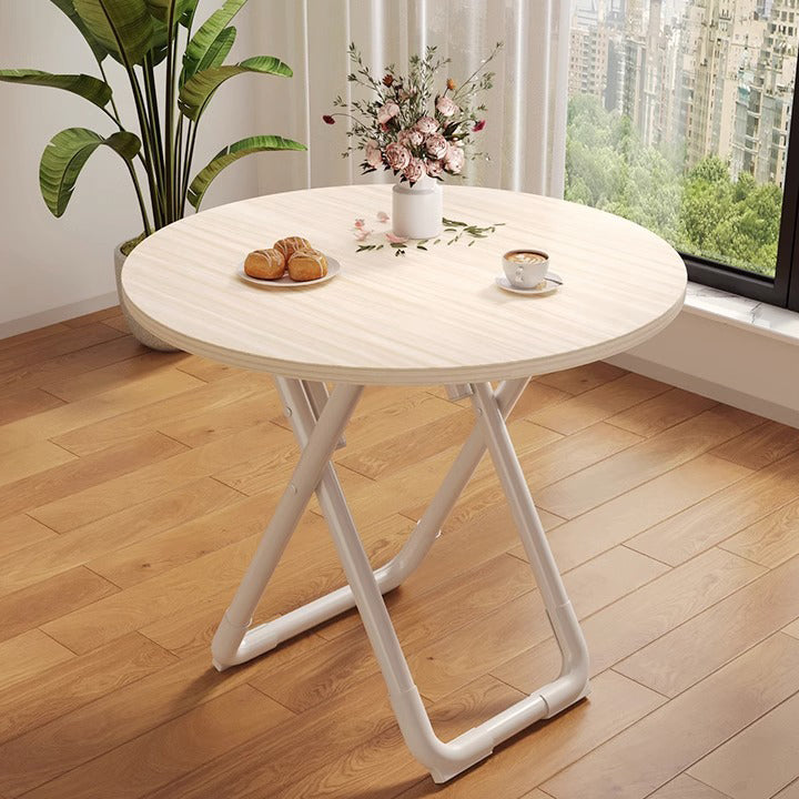 Modern Minimalist Foldable Simple Round Square X-Shape Base Density Plate Iron Pipe Dining Table For 2-6 Seats