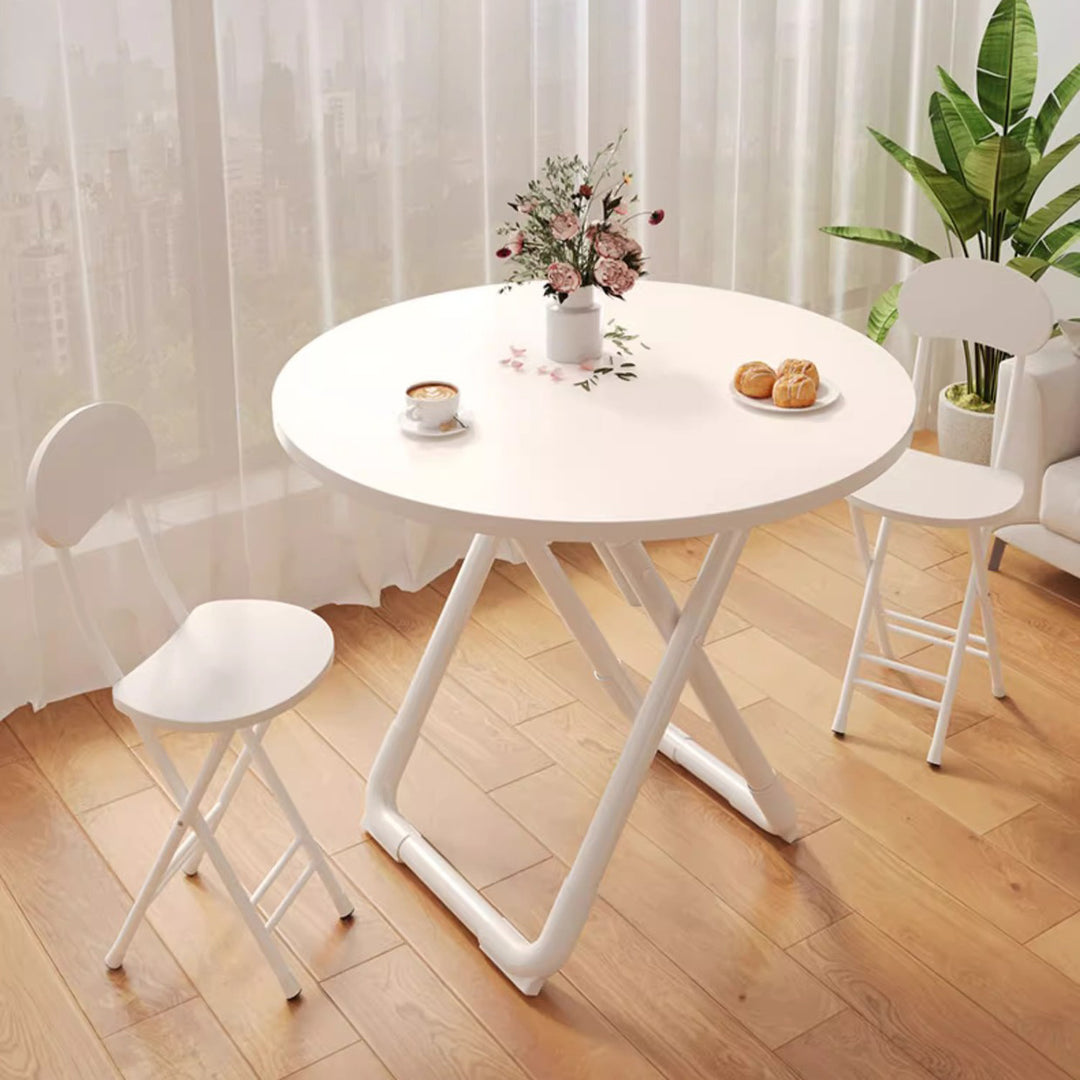 Modern Minimalist Foldable Simple Round Square X-Shape Base Density Plate Iron Pipe Dining Table For 2-6 Seats