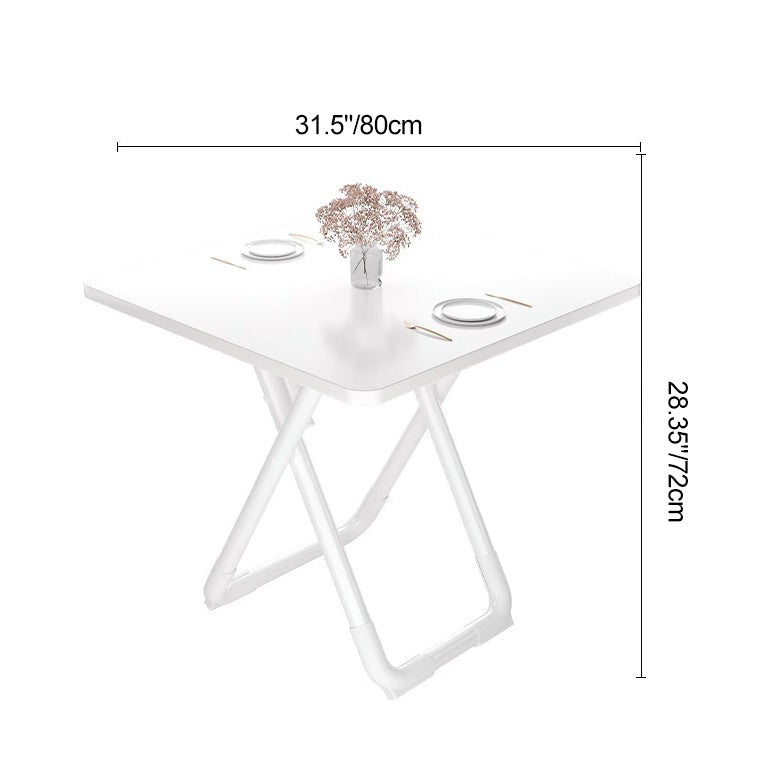 Modern Minimalist Foldable Simple Round Square X-Shape Base Density Plate Iron Pipe Dining Table For 2-6 Seats