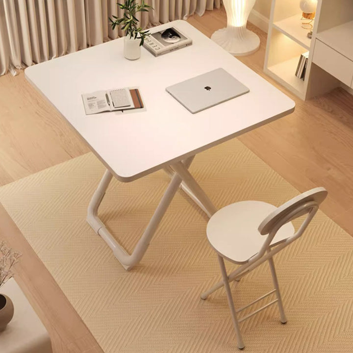 Modern Minimalist Foldable Simple Round Square X-Shape Base Density Plate Iron Pipe Dining Table For 2-6 Seats