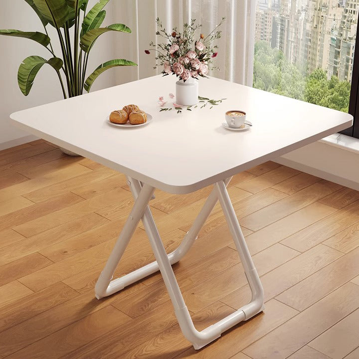Modern Minimalist Foldable Simple Round Square X-Shape Base Density Plate Iron Pipe Dining Table For 2-6 Seats