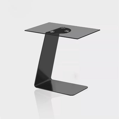 Modern Minimalist Square Carbon Steel Glass Side Table 1-Tier For Living Room