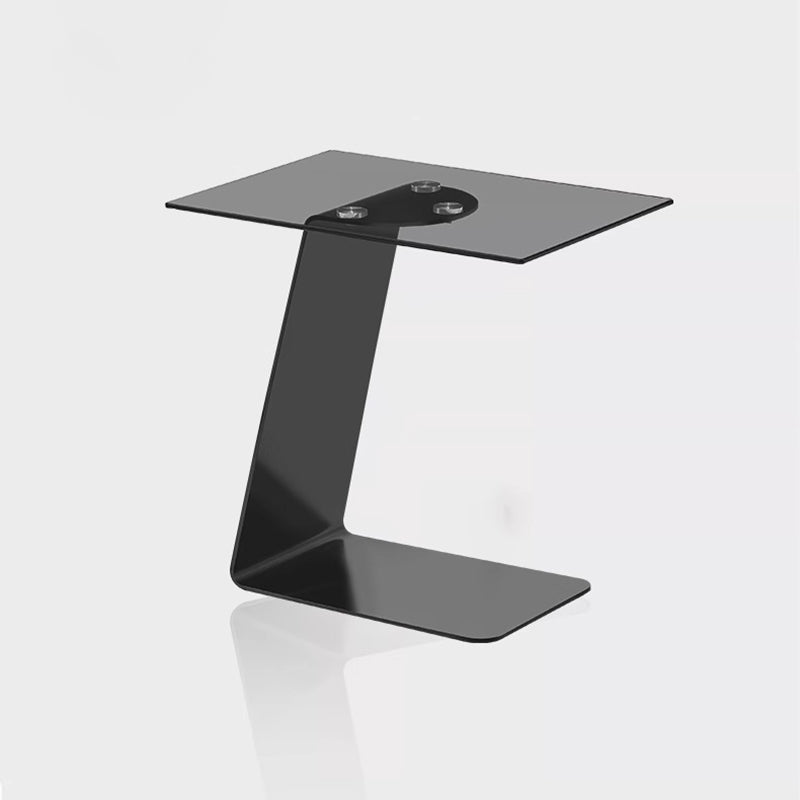 Modern Minimalist Square Carbon Steel Glass Side Table 1-Tier For Living Room