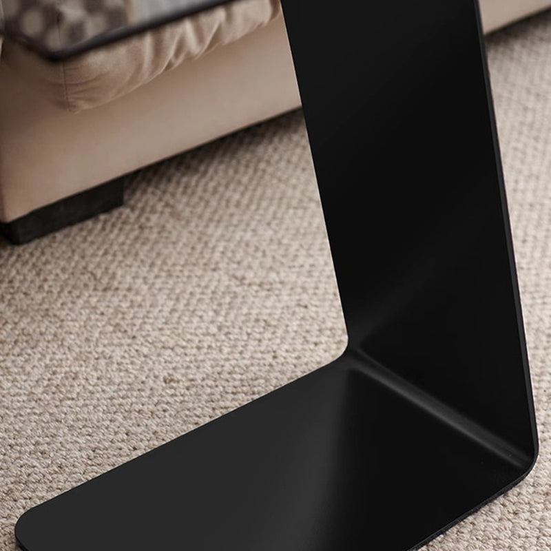Modern Minimalist Square Carbon Steel Glass Side Table 1-Tier For Living Room