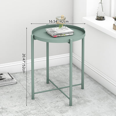 Contemporary Scandinavian Round Carbon Steel Side Table 1/2-Tier For Living Room