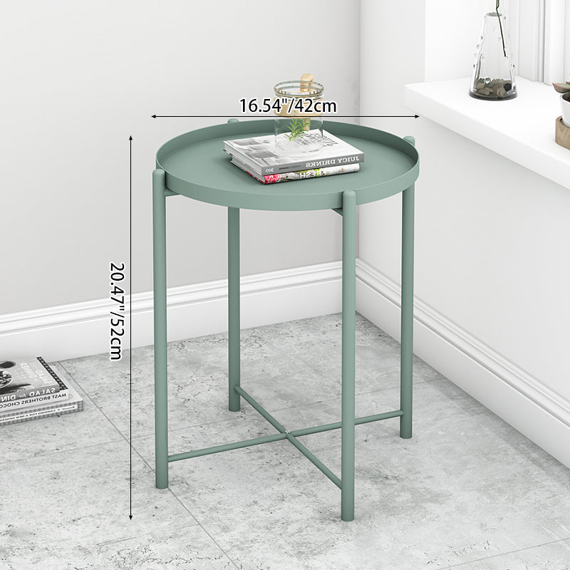 Contemporary Scandinavian Round Carbon Steel Side Table 1/2-Tier For Living Room