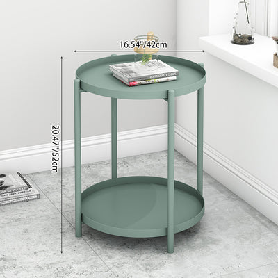 Contemporary Scandinavian Round Carbon Steel Side Table 1/2-Tier For Living Room