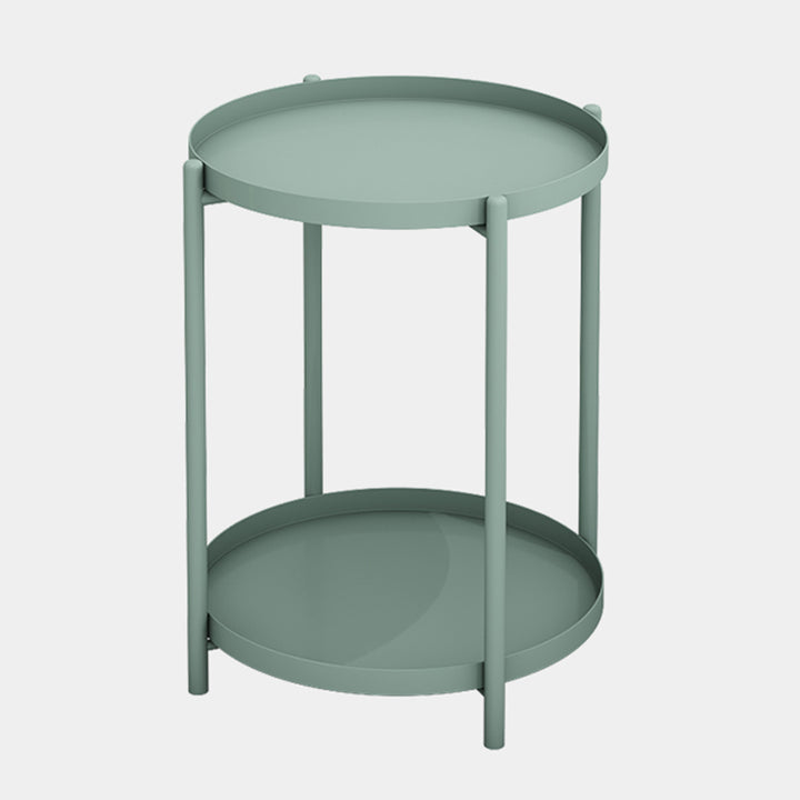 Contemporary Scandinavian Round Carbon Steel Side Table 1/2-Tier For Living Room